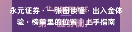 永元证券 · 一张图读懂 · 出入金体验 · 榜单里的位置｜上手指南
